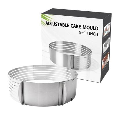 China 25-30cm Stainless Steel Adjustable Baking Molds Cake Ring Chiffon Cake Mold for sale