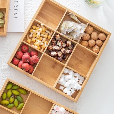 China Bamboo Dried Fruit Expanding Multifunctional Tray Storage Box Household Candy Bowl Snacks Storage Box for sale