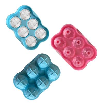 China Viable 6 Hole Diy Ball Tray Multi Colored Round Silicone Ice Cube Mold for sale