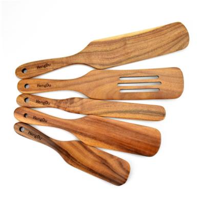 China Sustainable Kitchen Tool Wooden Spurtle Spatula Set Kitchen Spatula Grill Spatulas for sale