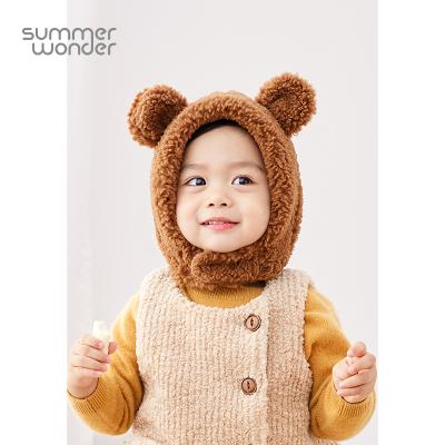 China Autumn And Winter Super Cute Baby Lambswool Earflap Hat Medium Warm Hat Kids Windproof Hat for sale