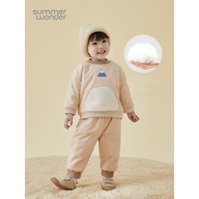 China 2022 Breathable Autumn And Winter Top And Pants Splits 100% Warm Fashion Cute Baby Two Piece Set Cotton Sets Clothes Dress Suit for sale