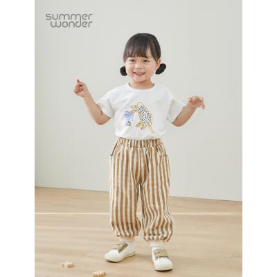 China Sustainable Slim Summer Pants Kids Defeat Boys And Girls Overall Anti-mosquito Pants Children's Casual Pants With Stripe for sale