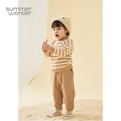 China Autumn And Winter Warm Neutral Coffee Color Baby Breathable Velvet Padded Casual Pants Brushed Trousers for sale