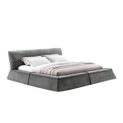 China Headboard and Bed Base Rich Furniture modern design bedroom funiture villa bed frame high quality double bed luxury nubuck leather king size bed for sale