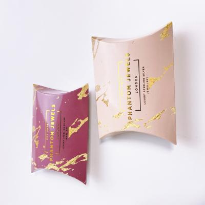 China LOGO Pillow Boxes Recyclable Custom Copy Recycled Paper Craft Small Paper Jewelry Box for sale