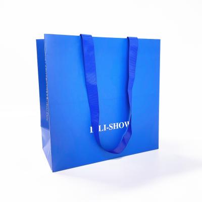 China Recyclable Luxury Shopping Tote Gift Paper Bags With Ribbon Handles For Jewelry Bag for sale