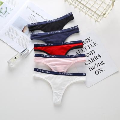 China Viable Women's Tanga String Fashion Mini Bikini Low-waisted Letter Printing Panties Femme Sexy Panties Cotton Thongs for sale