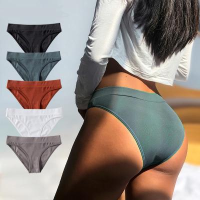 China Viable Women Sexy Underwear Ribbed Cotton Briefs Panties Sexy Seamless Briefs Low Waist Panties for sale