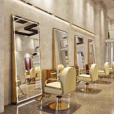 China Beaty Barber Station Mirrors Salon Furniture Barber Station Hardware, Furniture and Fixtures Salon Mirror with LED Light for sale