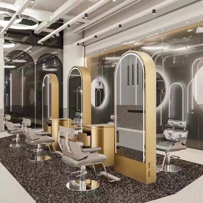 China Beaty Hair Salon Furniture Salon Furniture Styling Led Hair Full Body Salon Wall Mirror Circular Station Led Hairdressing for sale