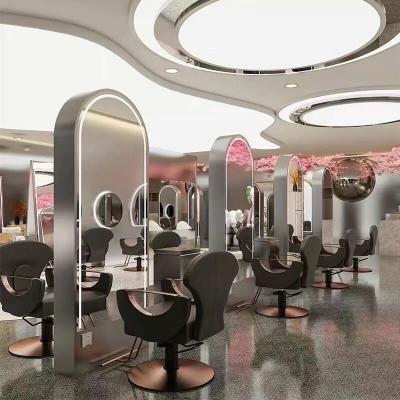 China Beaty Hair Salon Furniture Beauty Salon Furniture Set Integral Salon Mirror Station Led Styling Mirror Beauty Salon Furniture Gold Mirror for sale