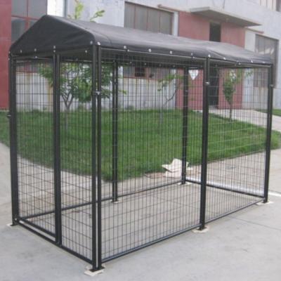 China Breathable Powder Coated Black color Chain Link Steel Dog Kennel/ Outdoor Dog House for sale