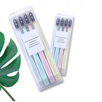 China Disinfection Disposable Bamboo Holder Charcoal Tool Toothbrush Wheat Straw Toothbrush Logo Dental Cleaning Adult Custom for sale