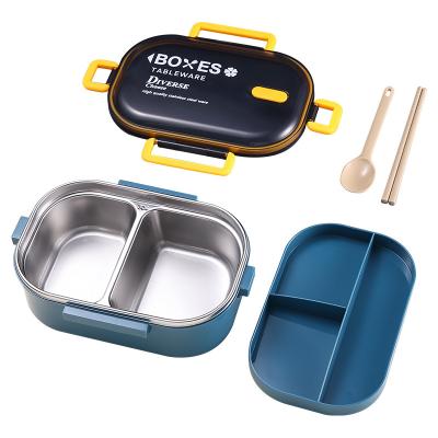 China Cool Preservation Logo Lunch Box One Floor 304 Stainless Steel Lunch Boxes Non-crosswise Separation Seal 1 Person Insulated For Student for sale