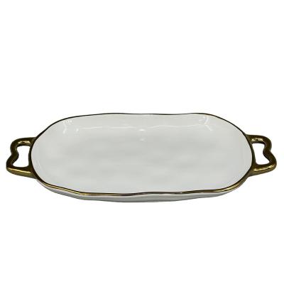 China Customized High Quality Ceramic Soup Tureen Viable Tray Plate Square Soup Plate for sale