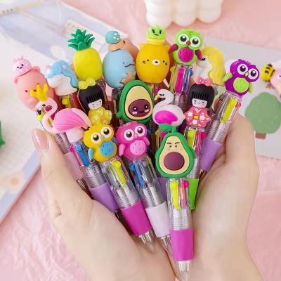 China Inscription nice smelling 2022 new school children cartoon mini 4 color ink avocado cute ballpoint pen for sale