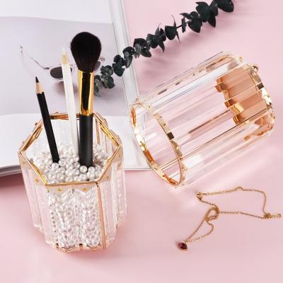 China New Stylish Europe\North America Desktop Pen Storage Container Glass Makeup Brush Holder for sale