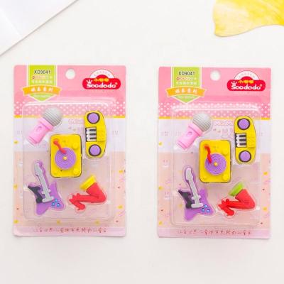 China 3D Assembly/Eco-friendly/Cute/Novelty/Manual/Fancy/Promotional/Custom Creative Eraser of Stationery Set Cartoon Guitar Musical Instruments for sale