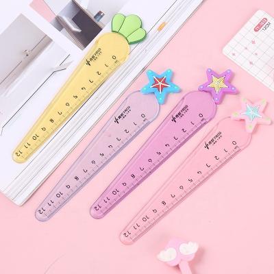 China Eco-friendly Creative carrot shape girl drawing plastic cute ruler for school for sale