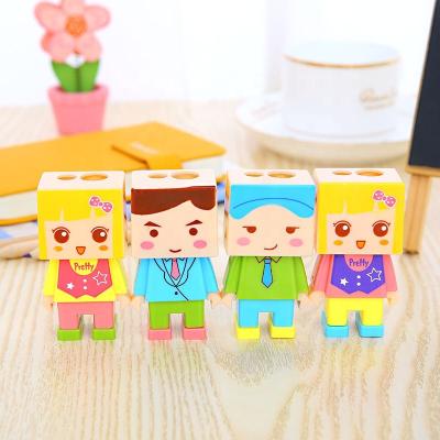 China Cartoon Cartoon School Children Girls Shape Kids 2 Holes Pencil Sharpener with Eraser for sale