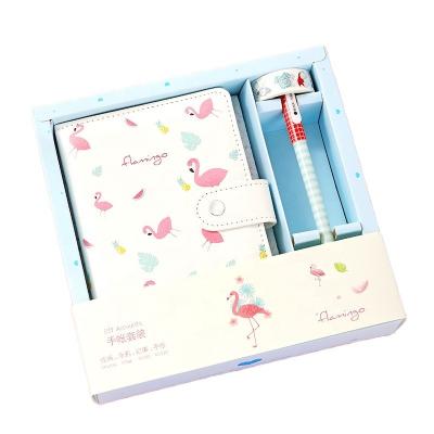 China Cute Cartoon DIY School Flamingo Diary Cartoon Stationery Gift 2021 New Set For Children for sale