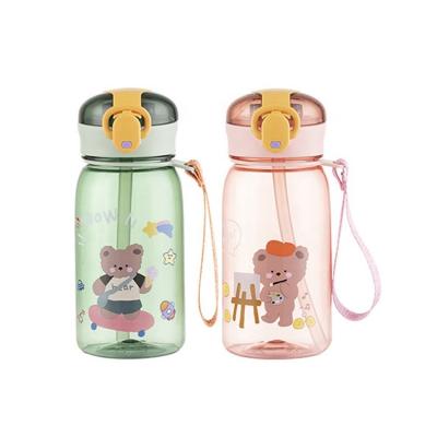 China High Quality Cartoon Bear Flip Straw Design Cute Baby Water Bottles Kids Viable for sale