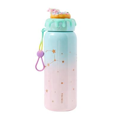 China Sustainable Creative Cute Unicorn Vacuum Cake Macaroon Water Bottles Stainless Steel for sale