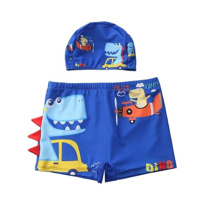 China Best Selling Breathable Dinosaur Printing Boy Swim Cap Children Swim Trunks Cartoon for sale