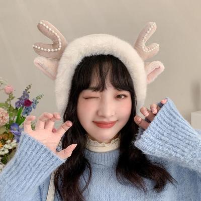 China 2022 Cute Design Warmer Outdoor Winter Elk Cartoon Earmuff Winter Plush Earmuffs For Girls for sale