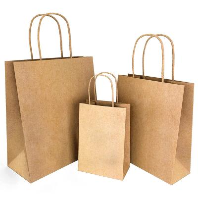 China Recycled Materials Wholesale Recyclable Portable Eco-friendly Packaging Bag Custom Logo Size Shopping Bag Kraft Paper Bag Holiday Gift Clothes for sale