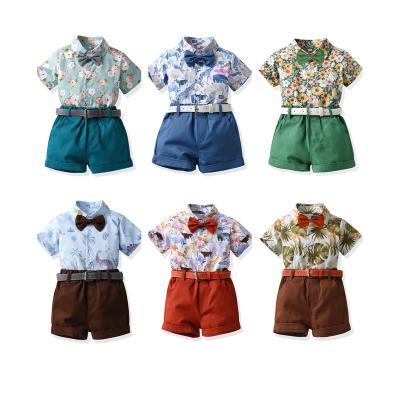 China Casual Hot Sale Newborn Baby Boy Clothes Sets Short Sleeve Casual Printed Shirt Shorts Boys Summer Clothing Sets 2pcs for sale