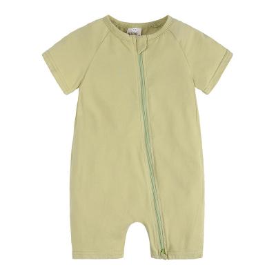 China Wholesale Breathable Eco-friendly Summer Newborn Baby Clothes Natural Organic Cotton Baby Infant Romper With Zipper for sale