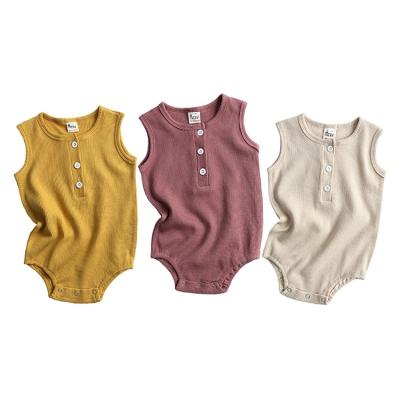 China High Quality Summer Empty Baby Boutique Sleeve Waffle Newborn Baby Clothes Short Romper 0-3 Months Loose for sale