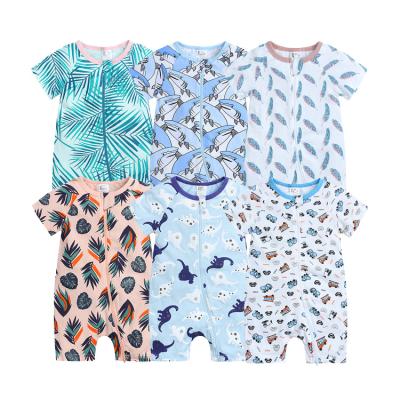 China New Short Sleeve Print Zipper Baby Clothes Summer Baby Rompers Boy for sale