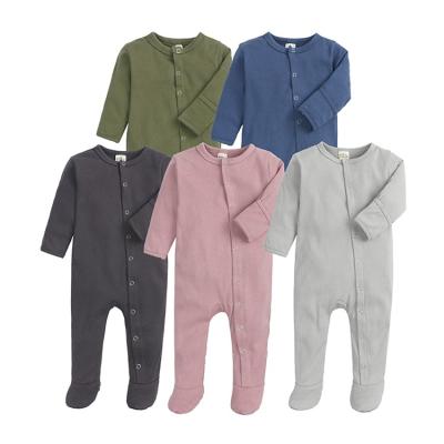 China 100% Cotton Wholesale Long Sleeve Sleeper Baby Footie Pajamas Infant Romper Newborn Baby Clothes for sale