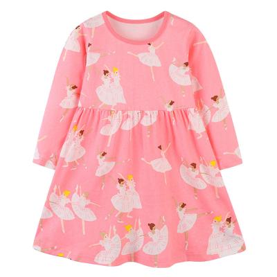 China New Design Breathable Autumn Clothes Knitted 100% Cotton O-Neck Little Girls Dress for sale