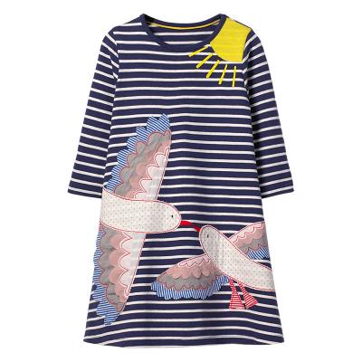 China Breathable High Quality 100% Cotton Baby Clothes Long Sleeve Stripe Girls Dress for sale