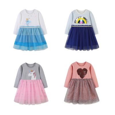 China Boutique Cartoon Pattern Breathable Girls Fashion Clothes Pink Girls Princess Dress for sale