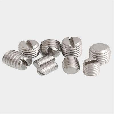 China Pan High Quality 304/316 Stainless Steel Metric Flat End Set Screw Thread Slotted Set Screw for sale