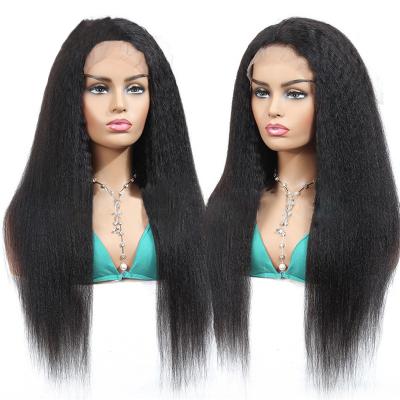 China Virgin swiss lace cuticle aligned human hair wigs silky straight long yaky straight wig for black woman for sale