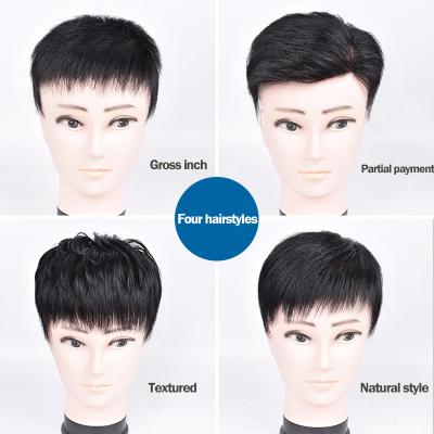 China Shortly Four Different Styles Of Real Hair Covering Top Of Head , Mens Wigs Replacement Pieces for sale