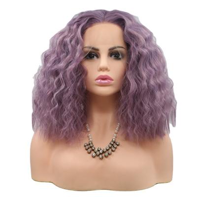 China Glueless Swiss Hot Afro Short Kinky Curly Synthetic Wigs Unprocessed Glueless Lace Frontal Wig for sale