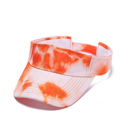 China Fashion\comfortable\durable Factory Direct Tie dye hat running Orange and white solar hat Hollow cap custom for sale