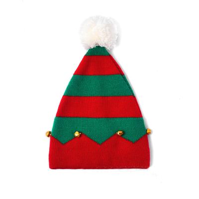 China Warm wholesale New Santa hat for fall and winter  festive hats party caps Knitted knitted hat with striped bells for sale