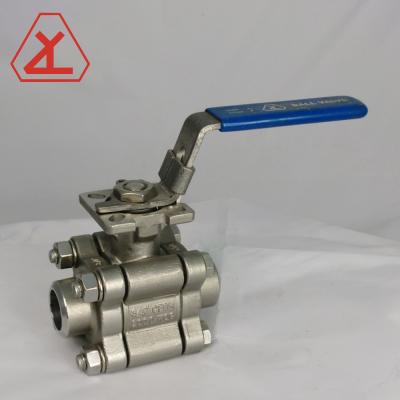 China General 3-PC 2000 PSI 2 Inch Stainless Steel ISO 5211 Certificate Butt Weld Ball Valve With Locking Handle for sale