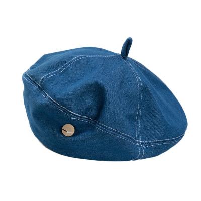 China Fashion Artist Spring Summer Berets Washed Cotton Hat French Cowboy Painter Girls Denim Beret Ladies Pretty And Hats For Women for sale