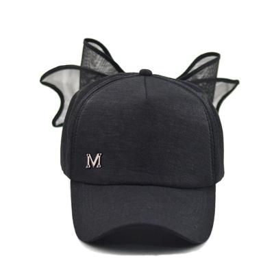 China breathable & Wholesale Fashion M Brand Sun Visor Hat Girls Mesh Adjustable Adult Baseball Cap Bowknot Summer Waterproof Big Customizable for sale