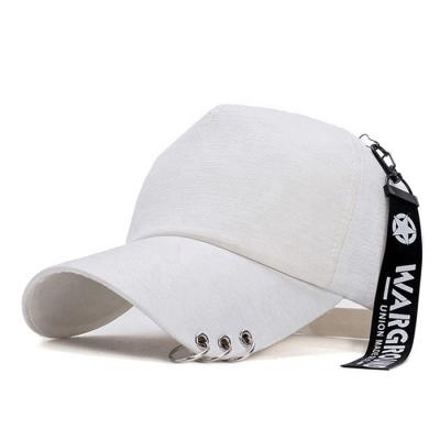 China Wholesale Custom JOINT Spring Summer Black Baseball Cap With Letters Adjustable 5 Panel Ribbon Punk Style Long Sports Hats for sale