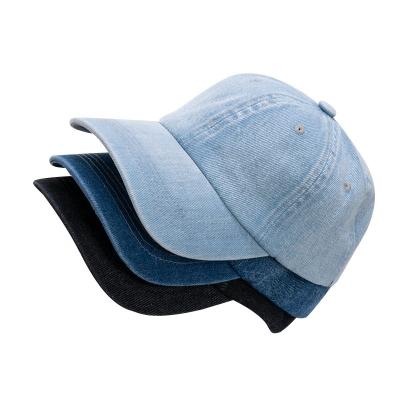 China Plain Men and Women's Denim Baseball Cap Washed Distressed Cotton Dad Hat Summer Sunshade Adjustable Sun Visor Sports Casual Peaked Hat for sale